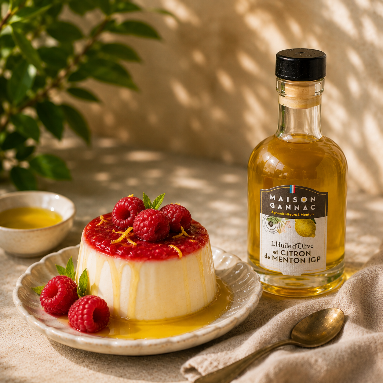Recette pannacotta framboise et huile d'olive au Citron