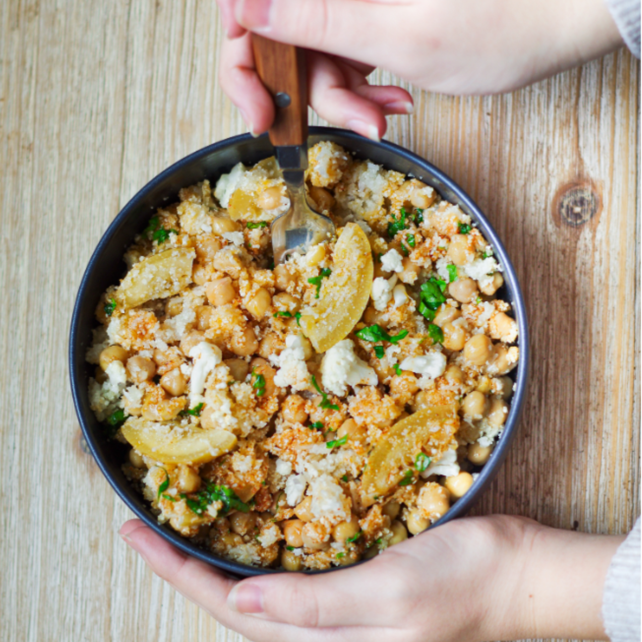 Salade chou-fleur, pois-chiches et Citron de Menton confit