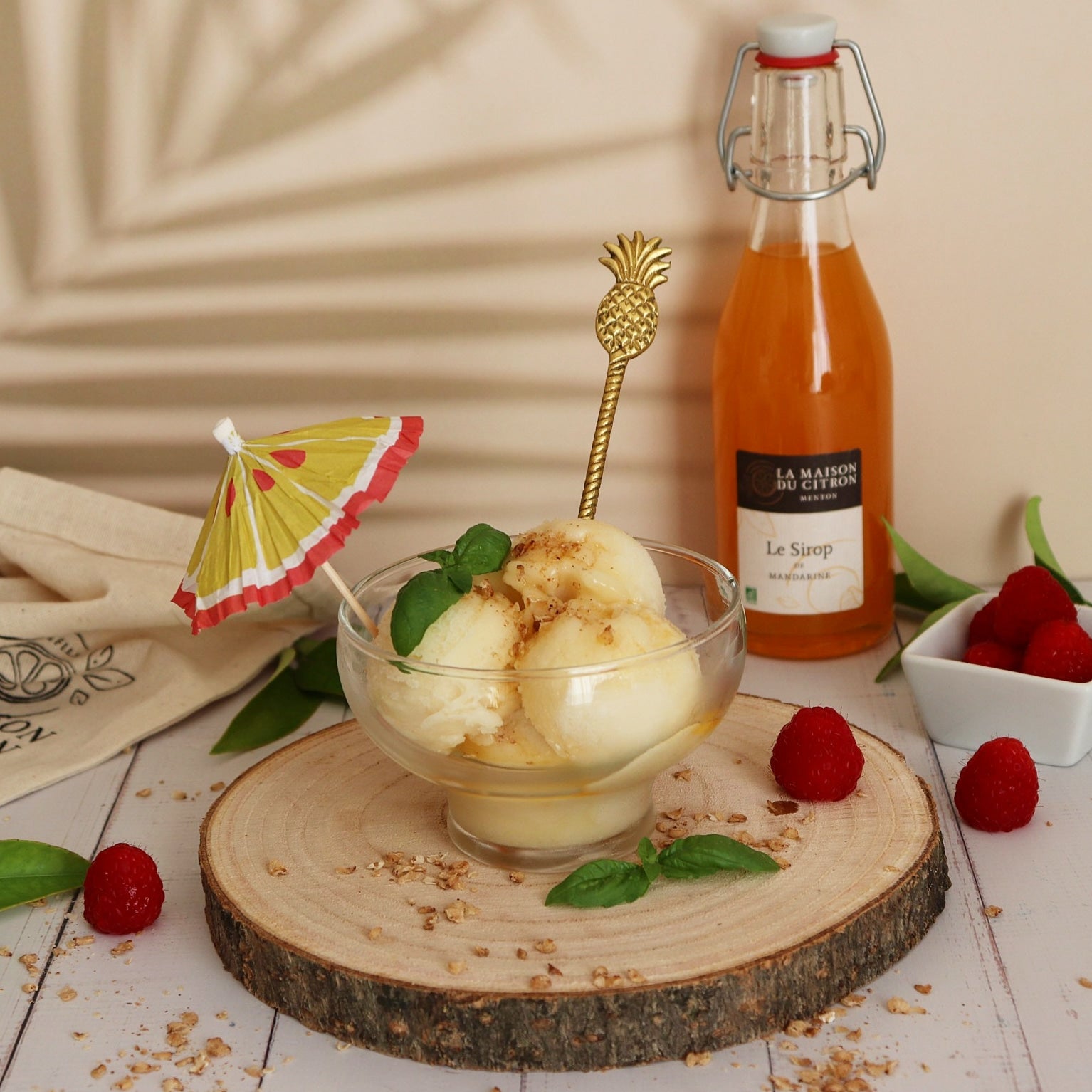 Sorbet Poire Nappé de Sirop de Mandarine Bio