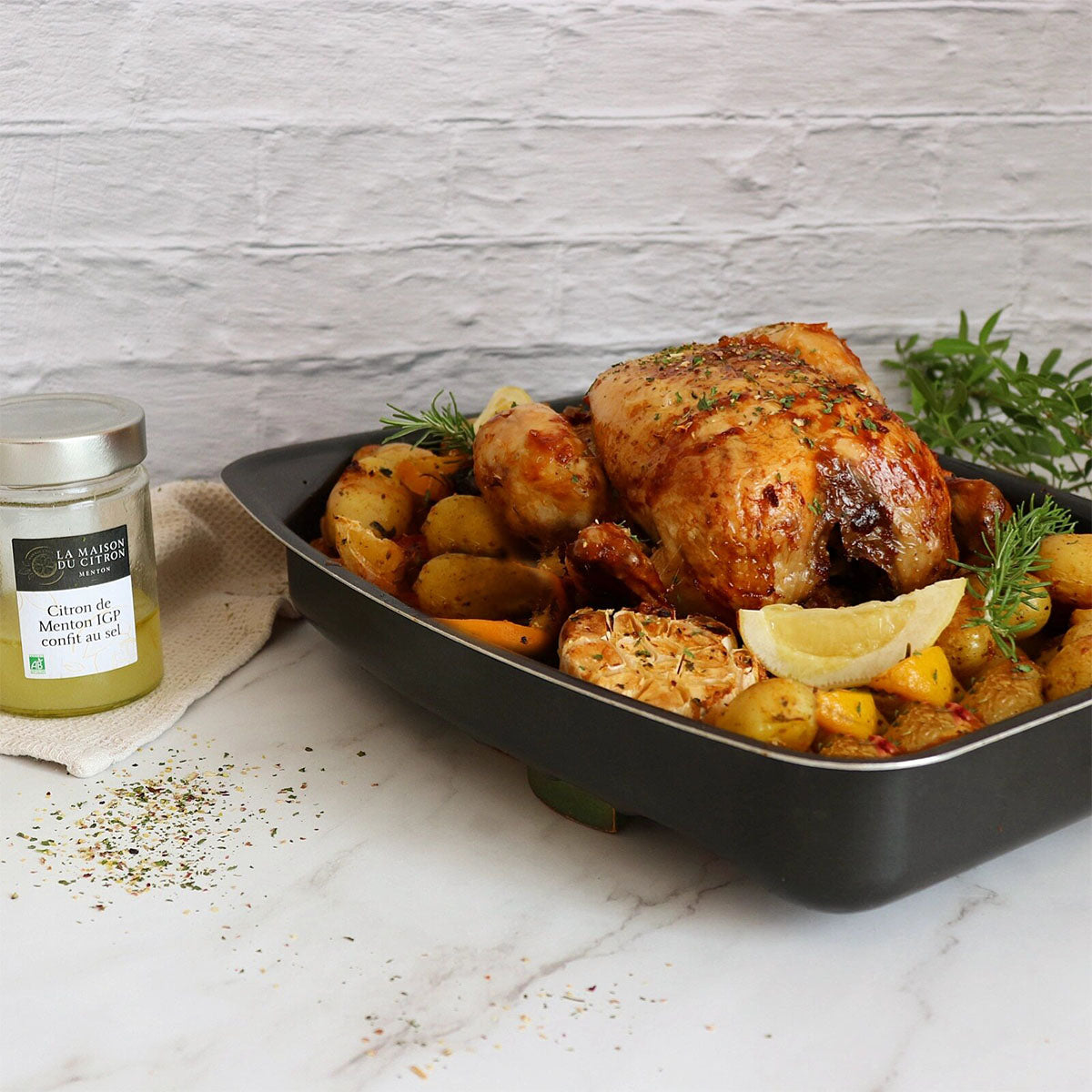 Poulet du Dimanche avec Citron de Menton Confit à l’huile d’olive